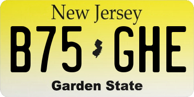 NJ license plate B75GHE