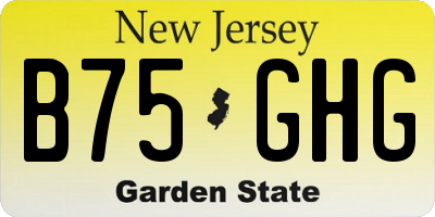NJ license plate B75GHG