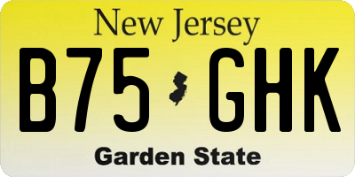 NJ license plate B75GHK