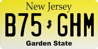 NJ license plate B75GHM