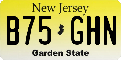 NJ license plate B75GHN