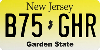 NJ license plate B75GHR