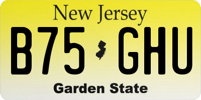 NJ license plate B75GHU