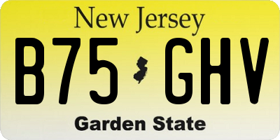 NJ license plate B75GHV