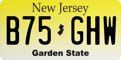 NJ license plate B75GHW