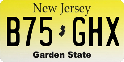 NJ license plate B75GHX