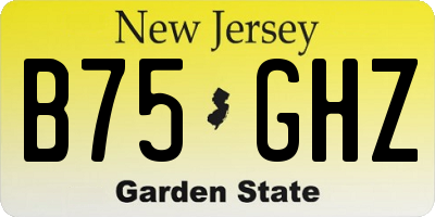 NJ license plate B75GHZ