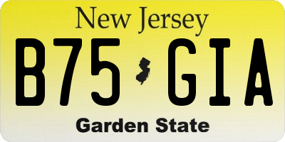 NJ license plate B75GIA