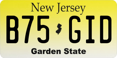 NJ license plate B75GID