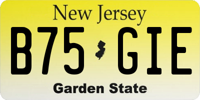 NJ license plate B75GIE