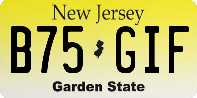 NJ license plate B75GIF