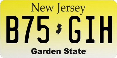 NJ license plate B75GIH