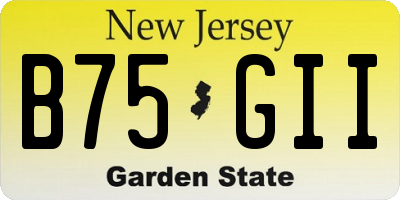 NJ license plate B75GII