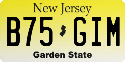 NJ license plate B75GIM