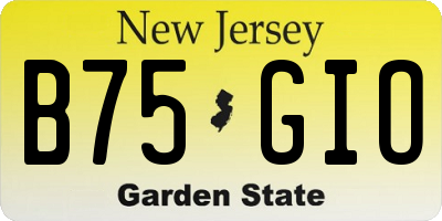 NJ license plate B75GIO