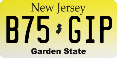 NJ license plate B75GIP