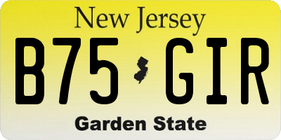 NJ license plate B75GIR