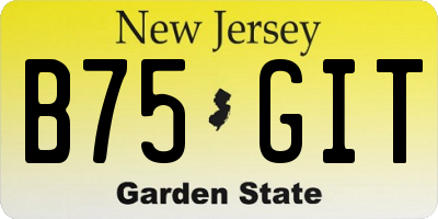 NJ license plate B75GIT