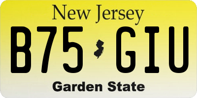NJ license plate B75GIU