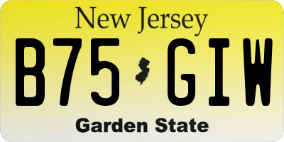 NJ license plate B75GIW