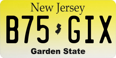 NJ license plate B75GIX