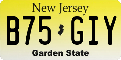 NJ license plate B75GIY