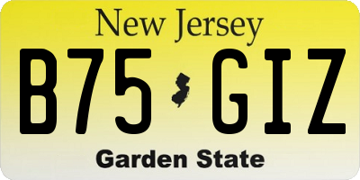 NJ license plate B75GIZ