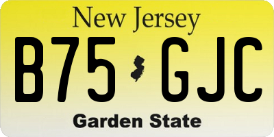 NJ license plate B75GJC