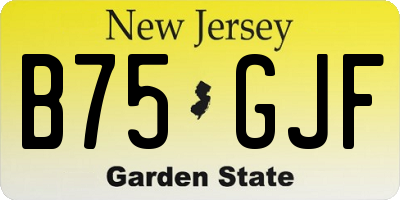 NJ license plate B75GJF