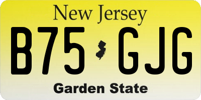 NJ license plate B75GJG