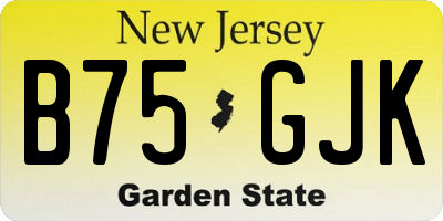 NJ license plate B75GJK