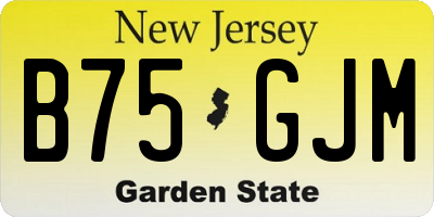 NJ license plate B75GJM