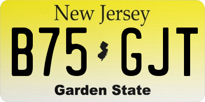 NJ license plate B75GJT