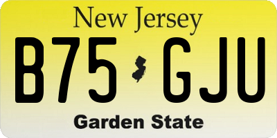 NJ license plate B75GJU