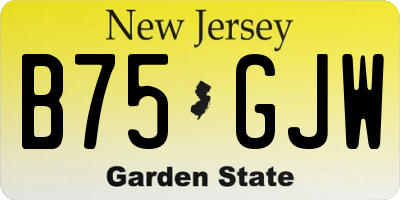 NJ license plate B75GJW