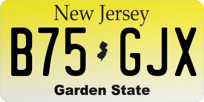 NJ license plate B75GJX
