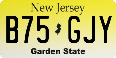 NJ license plate B75GJY