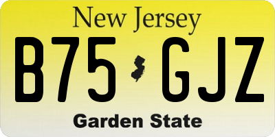 NJ license plate B75GJZ