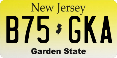 NJ license plate B75GKA