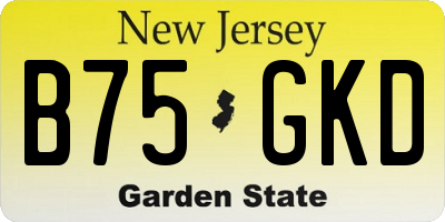 NJ license plate B75GKD