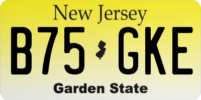 NJ license plate B75GKE