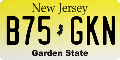 NJ license plate B75GKN