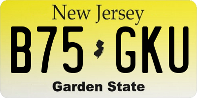 NJ license plate B75GKU