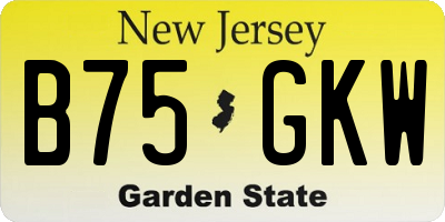 NJ license plate B75GKW