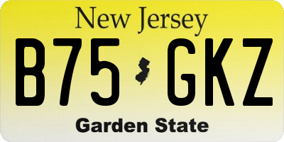 NJ license plate B75GKZ