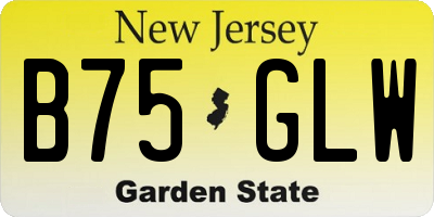 NJ license plate B75GLW