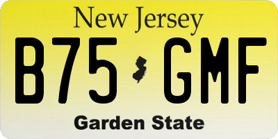 NJ license plate B75GMF
