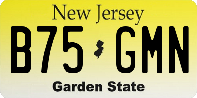 NJ license plate B75GMN