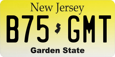 NJ license plate B75GMT