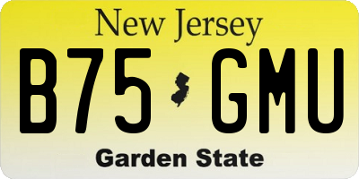 NJ license plate B75GMU